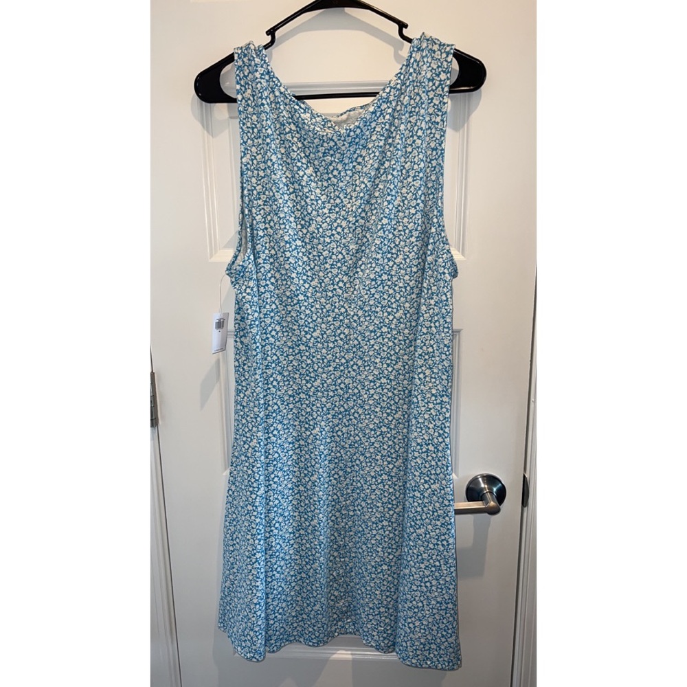 Floral Blue Sleeveless Dress